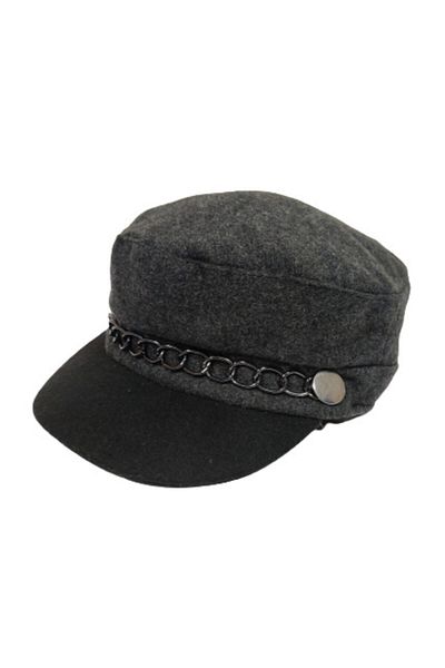 AXE SPORTSWEAR Women's Winter Sailor Type Captain Cap Hat with Chain Detail