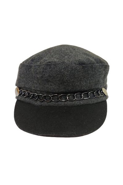 AXE SPORTSWEAR Women's Winter Sailor Type Captain Cap Hat with Chain Detail