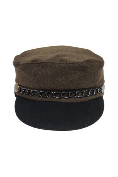 AXE SPORTSWEAR Women's Winter Sailor Type Captain Cap Hat with Chain Detail