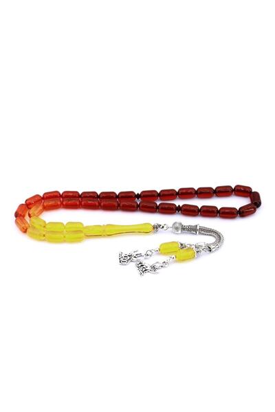 Doğan Silver Yellow Red Men's Rosary - Powder Press, World Dgn1129