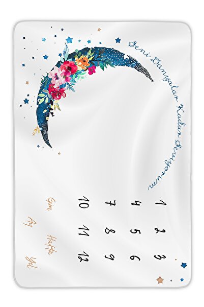 Moky Design Yenidoğan Hastane Çıkış Hediyeleri, Kız Bebek İçin Anı Battaniyesi, 12’li Aylık Ay Dönümü İşaretleri