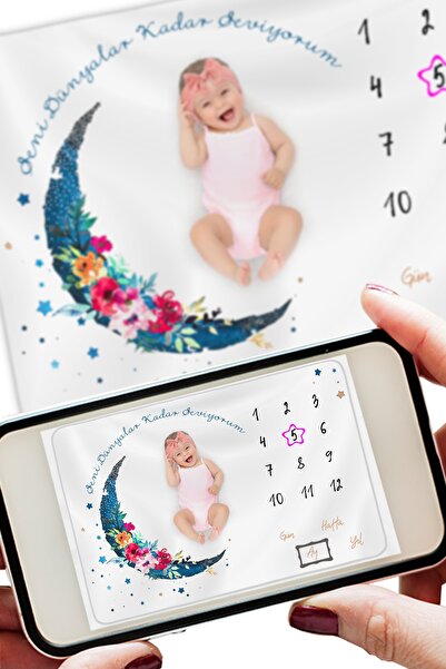 Moky Design Yenidoğan Hastane Çıkış Hediyeleri, Kız Bebek İçin Anı Battaniyesi, 12’li Aylık Ay Dönümü İşaretleri