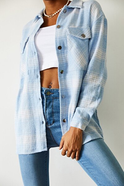 XENA Ice Blue καρό μάλλινο πουκάμισο 2kxk2-45616-43