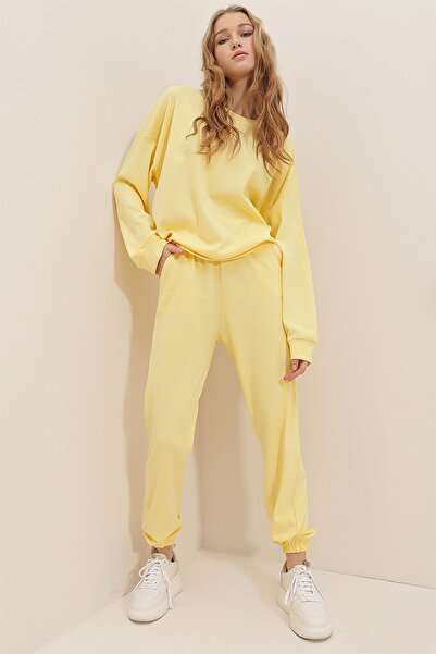 Trend Alaçatı Stili Sweatsuit - Yellow - Regular