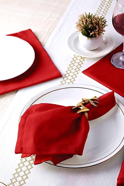 Bc Home 12'li Kırmızı Yılbaşı Kumaş Sofra Peçetesi ( 12 Adet 40 X 40cm)