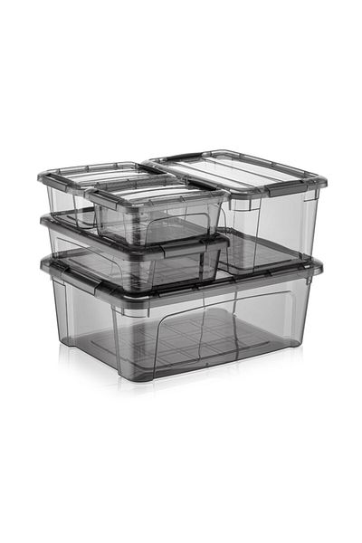 Vienev Foly Royal Box Storage Box Set 5 Pieces 1.2 Lt(2X), 2.8lt(1X), 5.7 Lt(1X), 12 Lt(1X)