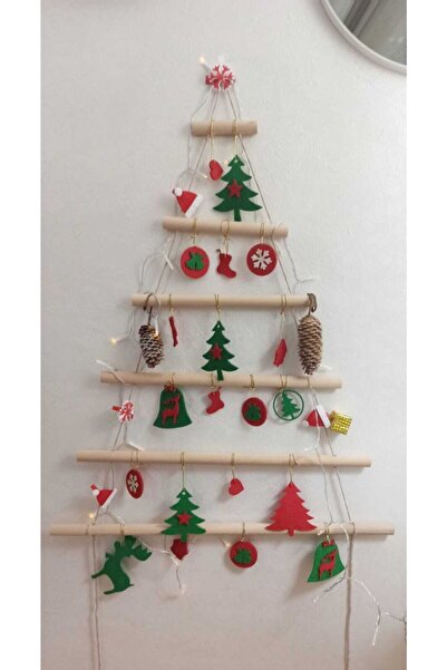 Bade Tasarım Atölyesi Yılbası Lüks Ahşap Çam Ağacı Halatlı Yeniyıl Ağacı (süs...