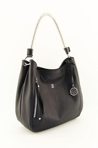 HNB Women's Black Knitted Handle Casual Shoulder Bag