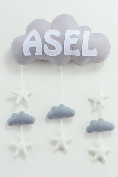 Renkli Hayallerim Asel İsimli Bulutlu Bebek Kapı Süsü