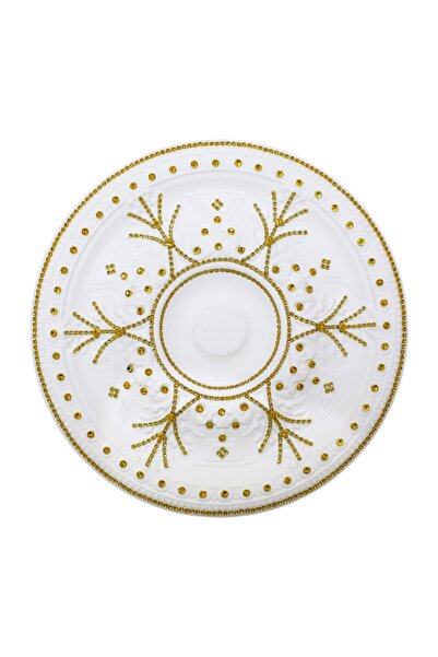 yeditepe osmanlı Osmanlı Desenli Stopiyer Taşlı Tavan Lamba Göbeği 40 cm - Altın Renk