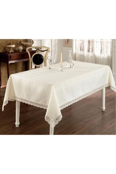 APAYDIN ÇEYİZ Linen Simli Keten Jute Masa Örtüsü 160*220
