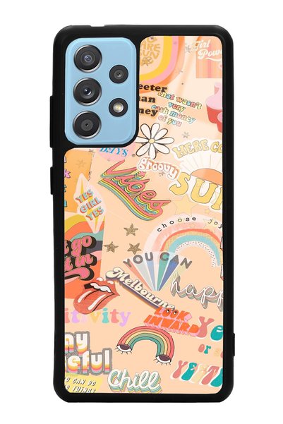 Spoyi Samsung A52 Glossy Phone Case with Vintage Sticker Design