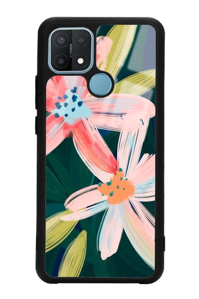 Spoyi Oppo A15 - A15S Glossy Phone Case with Watercolor Flower Design
