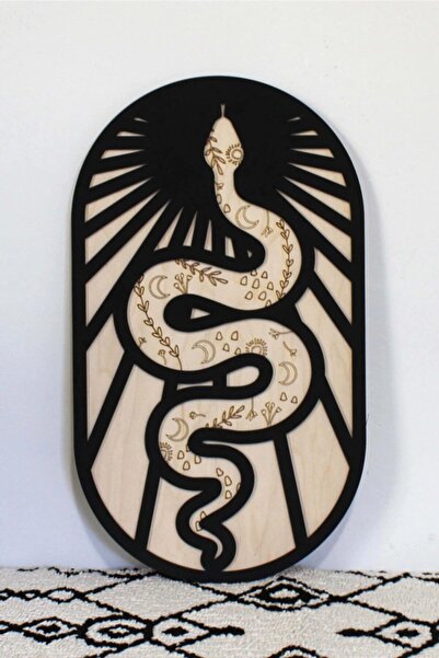 AHWALL Διακοσμητικό Ξύλινο Τραπέζι MDF με θέμα το Premium Floral Snake