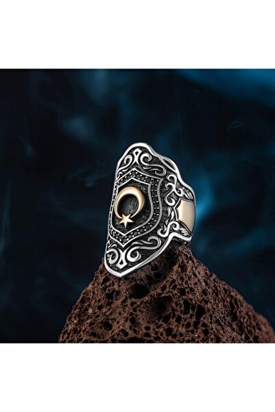 Takıhan Ay Yıldız Tasarımlı 925 Ayar Gümüş Baş Parmak Zihgir Yüzük