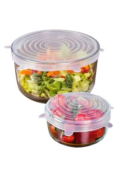 CMT 6-Piece Storage Container Silicone Lid Stretch Type Food Preservation Cover