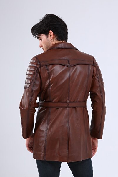 CE-YIL Erkek Hakiki Deri Trençkot