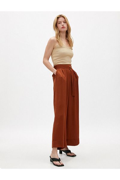 Koton Wide Leg Trousers with Belt