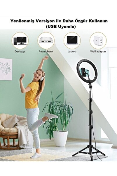 EN SİGA Ring Light Youtuber Makyaj Led Kare Işık 8inç Kuaför,make Up 15cm Tripod Ayak
