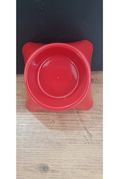 Flip Evcil Hayvan Kedi Köpek Mama Su Kabı Kırmızı Mini Boy 12cm