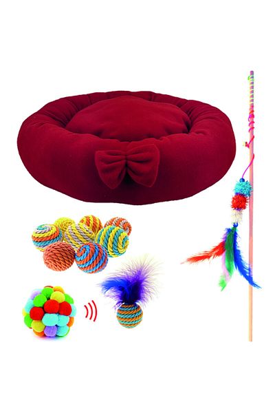 Sdypet Polar Bagel Cat Bed and Toy Set