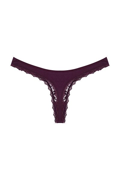 Zena Purple Cotton Lace Detailed String Women's Panties