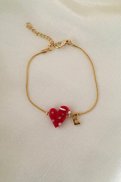 Histakı سوار قابل للتعديل بحروف مورانو زجاجية على شكل قلب ذهبي