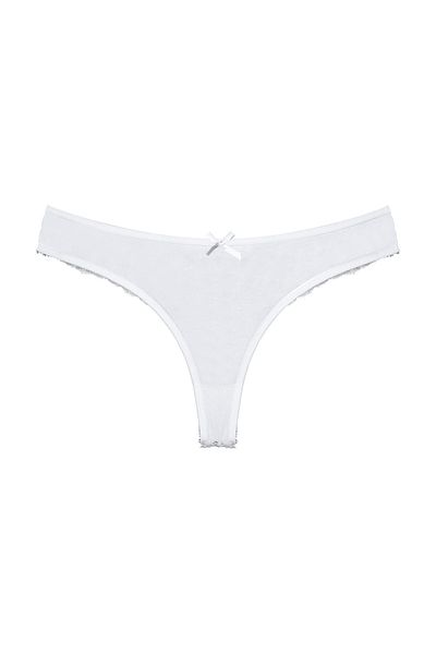 Zena White Cotton Lace Back Thong Women's Panties