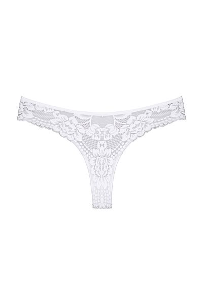Zena White Cotton Lace Back Thong Women's Panties