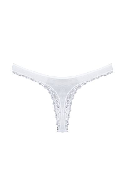 Zena White Cotton Lace Detailed String Women's Panties