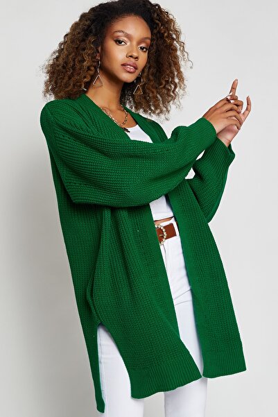 Hopoi Cardigan de tricotaj verde de buzunar verde pentru femei Tyc 00299057259