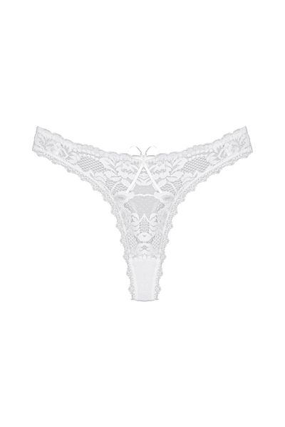 Zena White Front Lace Back Cotton String Women's Panties