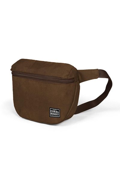 Coral High Faux Leather Brown Waist Bag