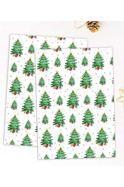 Fatofotofan Christmas Tree Patterned Package Paper A4 10 Pieces