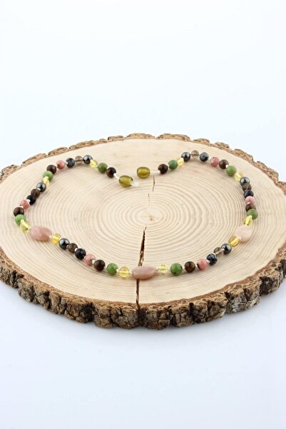 OSMANLI DOĞAL TAŞ Dumanlı Kuvars Güneş Taşı Kehribar Obsidyen Yeşim Hematit Kaplan Gözü Panik Atak Kolyesi