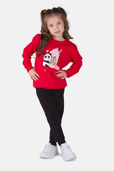 Lela Cotton Printed Crew Neck Pocket Girls' Suit 5922019