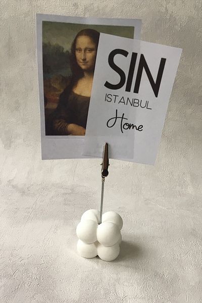 sin istanbul Mini Bubble Concrete Note Holder White, Note Holder