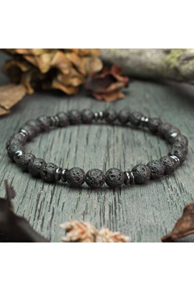 Alnis Atelier حجر الحمم البركانية، سوار من الحجر الطبيعي الهيماتيت