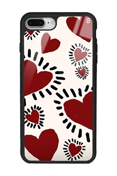 Spoyi Iphone 7 Plus - 8 Plus Brush Heart Tasarımlı Glossy Telefon Kılıfı