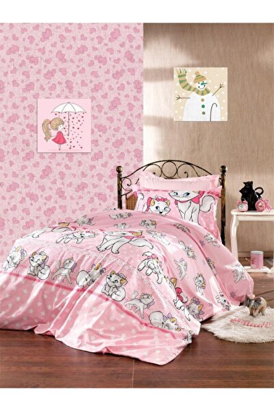 Gasel Home 120x200 Cat Pattern Single Elastic Sheet + 1 Pillow Case