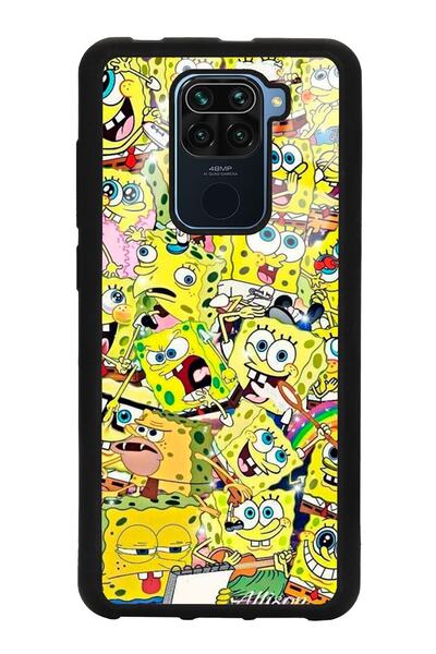 Spoyi Xiaomi Redmi Note 9 Sünger Bob Tasarımlı Glossy Telefon Kılıfı