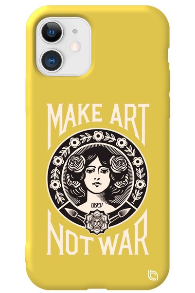 WANNA PROTECT iPhone 12 Yellow Colored Make Art Velvet Patterned Silicone Pho...
