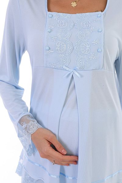 lohusahamile Set de pijamale de maternitate albastre cu caracteristică pentru alăptare 3045