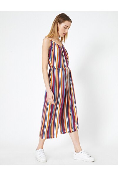 Koton Orange gestreifter Overall für Damen