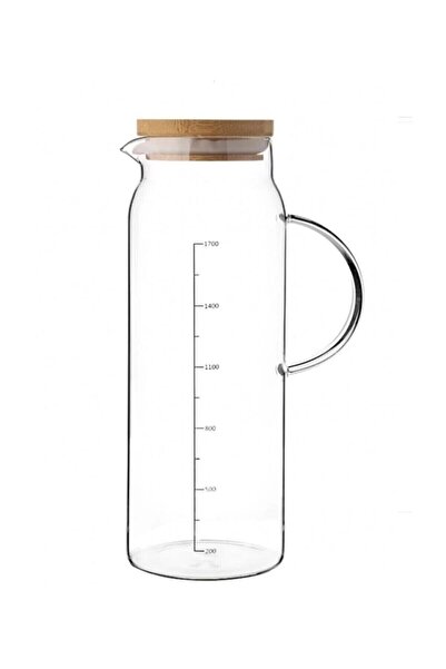 Cagla Homes Bambu Kapaklı Isıya Dayanıklı Borasilikat Cam 1500ml Sürahi -srh02