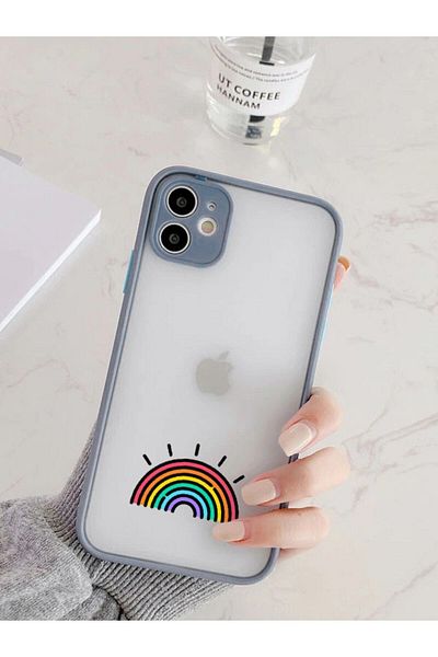 mooodcase iPhone 11 Compatible Smoked Camera Lens Protected Rainbow Pattern Luxury Phone Case