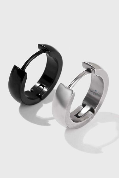 Bluem Steel Non-Tarnish Curved Perforated Earring Set Double - Imported Anti-Tarnish Steel
