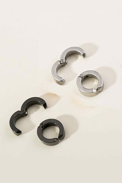 Bluem Steel Anti-Tarnish Compression Earrings Set Double - Imported Anti-Tarnish Steel Men's Chain
