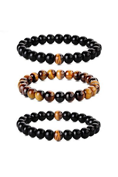 Kusakli 3lü Karışık Doğaltaş Bileklik Set