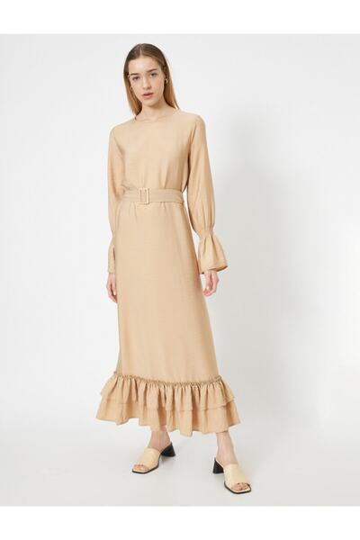 Koton Μακρυμάνικο φόρεμα με λεπτομερή ζώνη